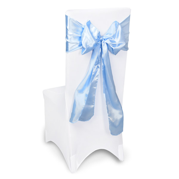 Blue Satin Chair Sashes Event Planners Surrey
