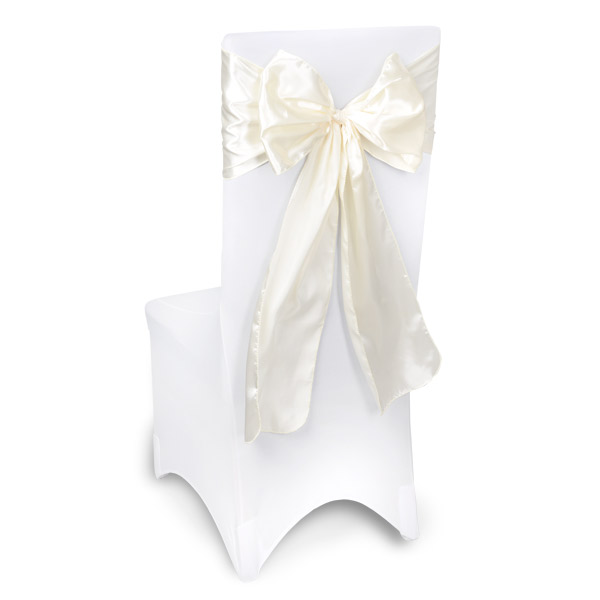Ivory Satin Chair Sashes Event Planners Surrey