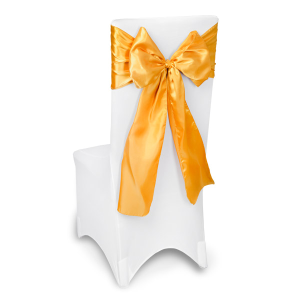 Gold Satin Chair Sashes Event Planners Surrey