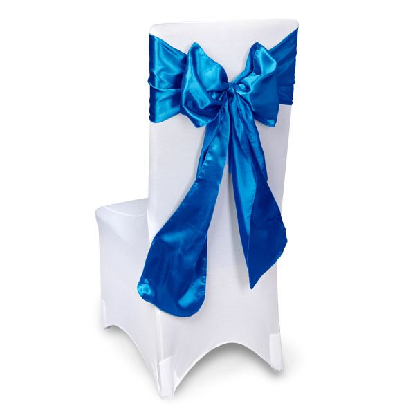 Blue Satin Chair Sashes Event Planners Surrey