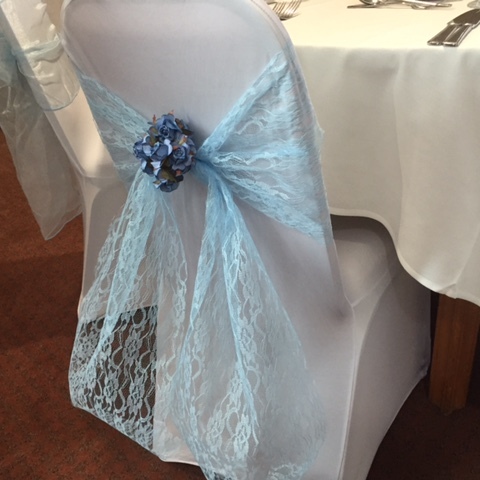 Lace Blue Chair Sashes Event Planners Surrey