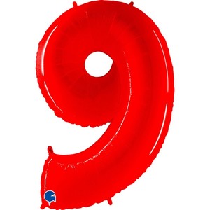 Red Neon 40" Number 9 Balloon