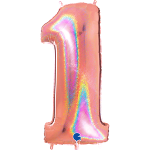 Rose Gold Glittery 40" Number 1 Balloon