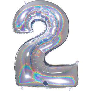 Silver Glittery 40" number 2 balloon