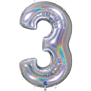 Silver Glittery 40" number 3 balloon