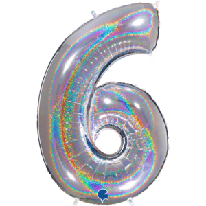Silver Glittery 40" number 6 balloon