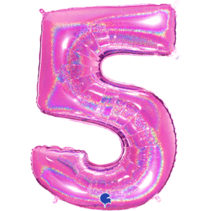 Pink Glittery 40" Number 5 Balloon