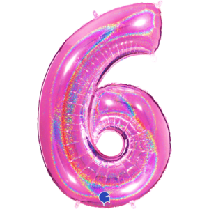 Pink Glittery 40" Number 6 Balloon