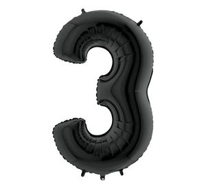 40IN BLACK NUMBER 3 FOIL BALLOON