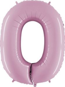 40IN PASTEL PINK NUMBER 0 FOIL BALLOON