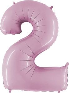 40IN PASTEL PINK NUMBER 2 FOIL BALLOON