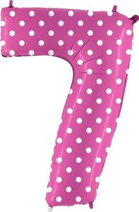 40IN PINK WITH WHITE SPOTS NUMBER 7 FOIL BALLOON