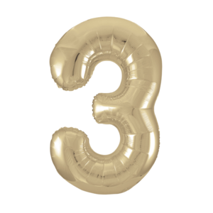 34IN PALE GOLD NUMBER 3 FOIL BALLOON