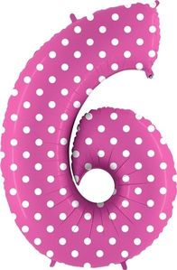 Pink with white spots 40 inch Foil Numbers
